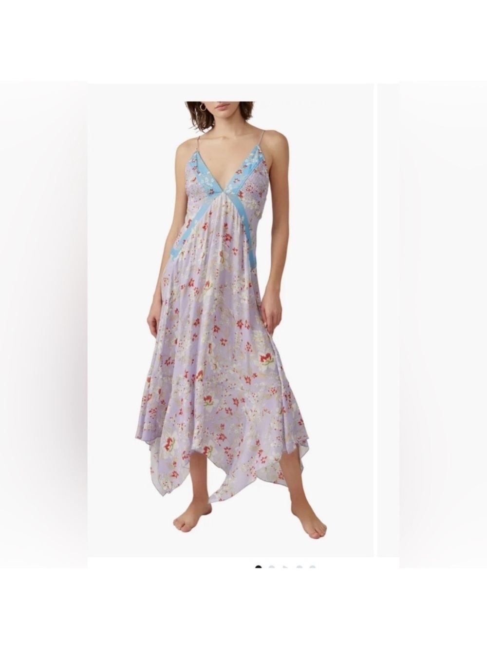 Intimitely Free People There She Goes Floral Asymmetrical Dress Boho Beach